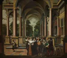 Gallery of a Palace with Ornamental Architecture and Columns, 1630-1632. Creator: Dirck van Delen