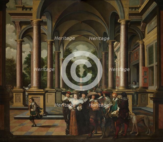Gallery of a Palace with Ornamental Architecture and Columns, 1630-1632. Creator: Dirck van Delen.
