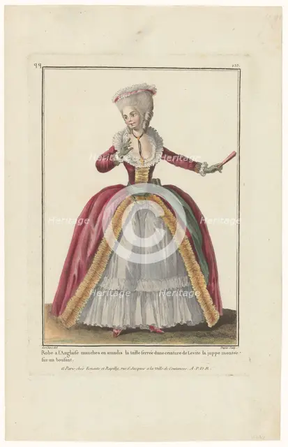 Gallery of French Fashions and Costumes, 1782, qq. 233: English dress with amadis (...), 1782. Creator: Dupin.