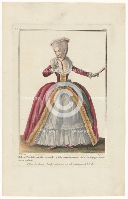 Gallery of French Fashions and Costumes, 1782, qq. 233: English dress with amadis (...), 1782. Creator: Dupin.