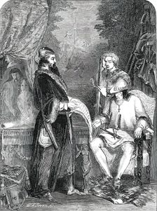 "Galliotti, the Astrologer, shewing Louis XI. the First Specimen of Printing"..., 1850. Creator: W. T. Green