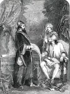 "Galliotti, the Astrologer, shewing Louis XI. the First Specimen of Printing"..., 1850. Creator: W. T. Green