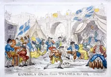 Gambols on the River Thames, Feby, 1814 Artist: George Cruikshank