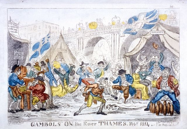 'Gambols on the River Thames, Feby, 1814'. Artist: George Cruikshank