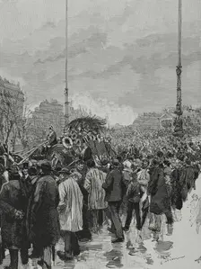 Gambetta's funeral in Paris, January 6, 1883, (1883). Creator: Bernardo Rico