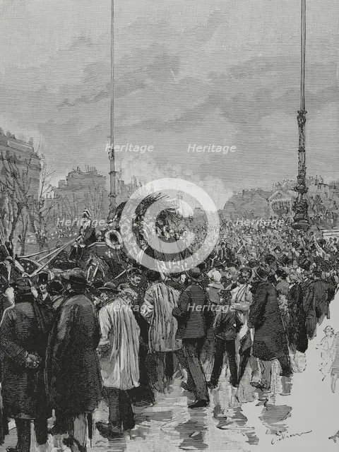 Gambetta's funeral in Paris, January 6, 1883, (1883).  Creator: Bernardo Rico.