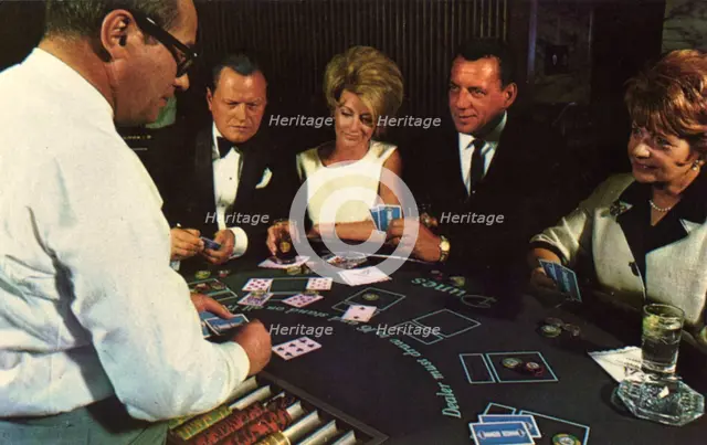 Gamblers playing Twenty-one, Las Vegas Nevada, USA, 1967. Artist: Unknown