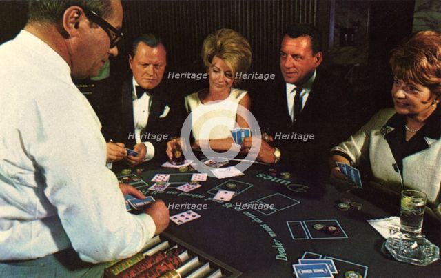Gamblers playing Twenty-one, Las Vegas Nevada, USA, 1967. Artist: Unknown