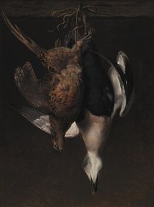 Game. A Pheasant and an Eider, 1846. Creator: Johan Laurentz Jensen