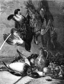 "Game and Fruit" by W. Duffield, in the Gallery of the British Institution, 1862. Creator: E. Skill