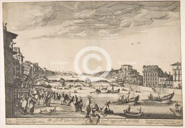 Game of the Bridge, Pisa, 1634. Creator: Stefano della Bella.