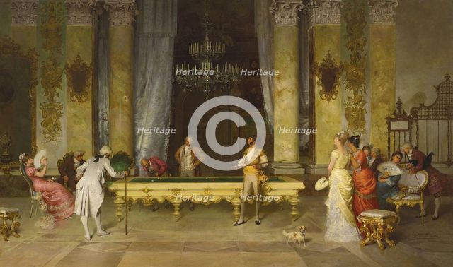Game of Billiards. Artist: Beda, Francesco (1840-1900)