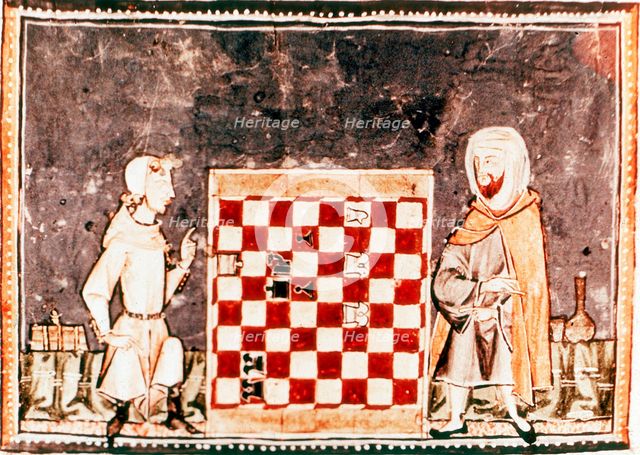 Game of Chess between a Crusader and a Saracen, 13th century. Artist: Unknown