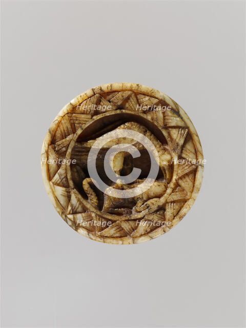 Game Piece with an Eagle Attacking a Hare, German, ca. 1100-1200. Creator: Unknown.