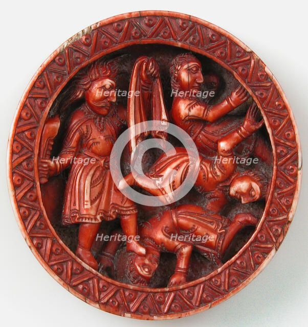 Game Piece with Samson Slaying the Philistines with the Jawbone of an Ass, German, 1140-50. Creator: Unknown.