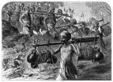 Ganges pilgrims passing a ghaut, 1864. Creator: Mason Jackson