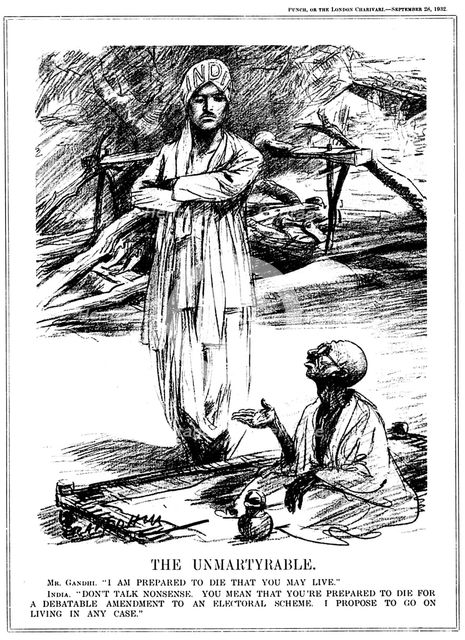 Gandhi fasting in support of Untouchables, 1932. Artist: Leonard Raven-Hill