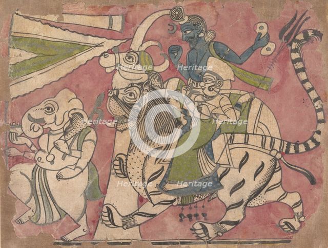Ganesha Leads Shiva and Durga in Procession, 18th century. Creator: Unknown.
