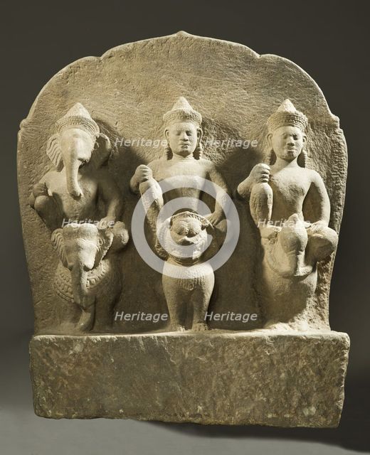 Ganesha, Shiva, and Karttikeya on Their Mounts, 10th century. Creator: Unknown.