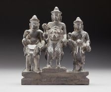 Ganesha, Shiva, and Karttikeya on Their Mounts, 13th century. Creator: Unknown