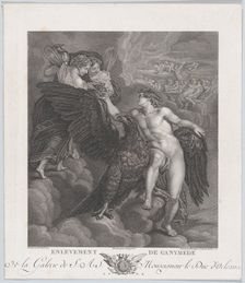 Ganymede, leaning on an eagle, receiving the cup from Hebe, 1786. Creators: Benoit Louis Henriquez, Grangeret