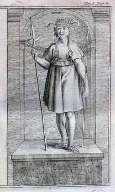 Garcilaso de la Vega, Inca prince, engraving of 1704 from the work Histoire des Yncas, Rois du P…