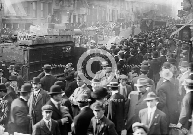 Garbage strike, crowd around carts, 1911. Creator: Bain News Service.