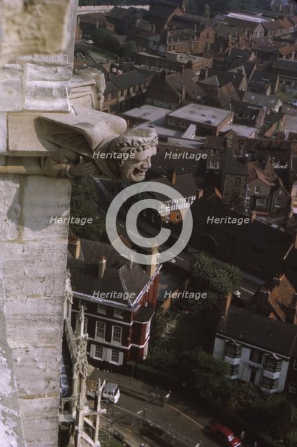 Gargoyle on tower, York Minster, 1958. Artist: CM Dixon.