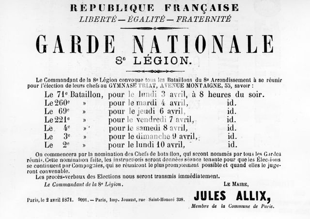 Garde Nationale 8th Legion, from French Political posters of the Paris Commune,  May 1871. Artist: Unknown
