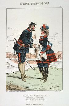 Garde Nationale Sedentaire - Officier Cantinierre Siege of Paris, 1870-1871. Artist: Anon