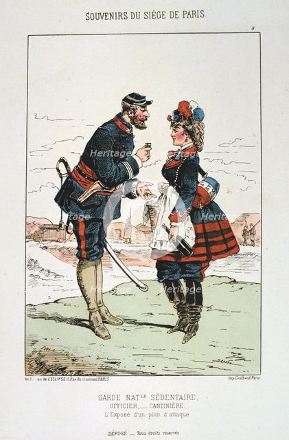 'Garde Nationale Sedentaire - Officier Cantinierre', Siege of Paris, 1870-1871. Artist: Anon