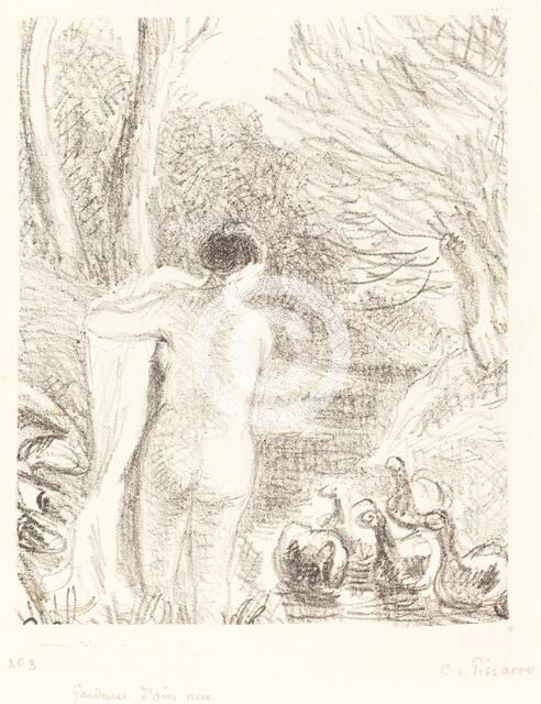 Gardeuse d'oies nue (Nude Goose Girl), c. 1897. Creator: Camille Pissarro.