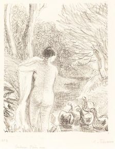 Gardeuse d'oies nue (Nude Goose Girl), c. 1897. Creator: Camille Pissarro
