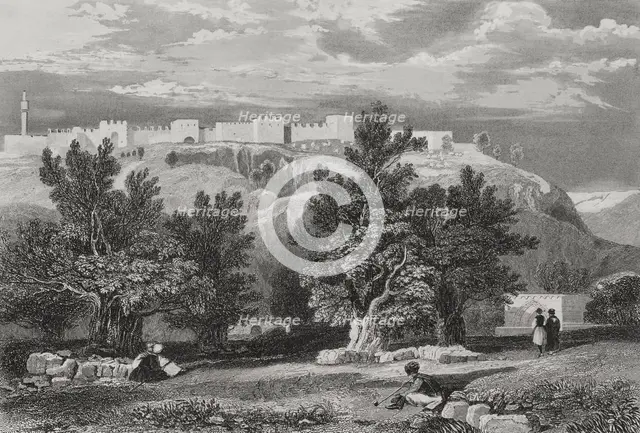 Garden of Olives, Jerusalem, 1840. Creator: Aubert.