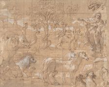 Garden of Eden; Creation of the Animals, 16th century. Creator: Anon