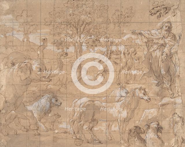 Garden of Eden; Creation of the Animals, 16th century. Creator: Anon.