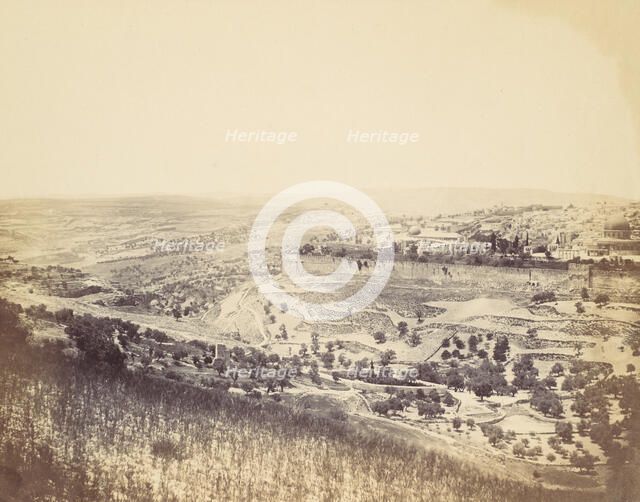 Garden of Gethsemane and View of Jerusalem, 1860s. Creator: John Anthony.