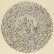 Garden of Love, Within Large Ornamented Circular Frame. Creator: Israhel van Meckenem