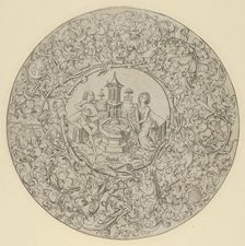 Garden of Love, Within Large Ornamented Circular Frame. Creator: Israhel van Meckenem