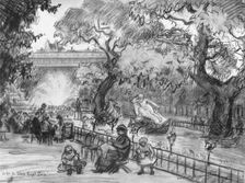 Garden of the Palais-Royal 1915. Artist: Frank Milton Armington