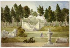 Garden at Clifton Hall, July 1845. Creator: Elizabeth Murray