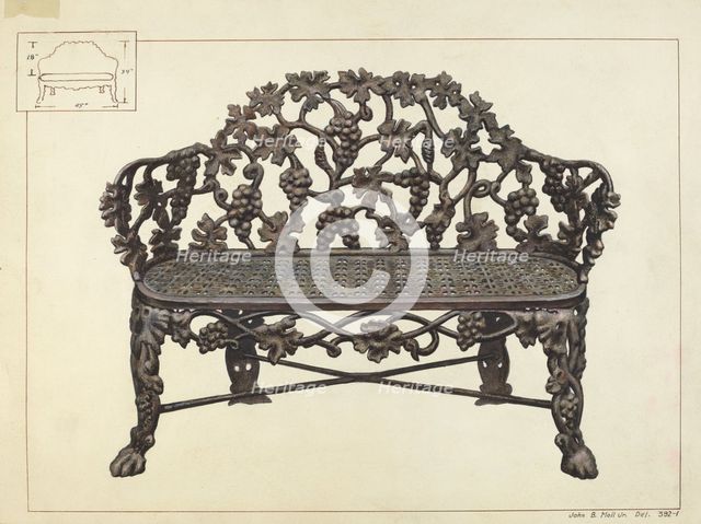 Garden Bench, 1935/1942. Creator: John B. Moll.