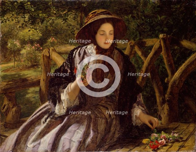 Garden Flowers (Making a Posy), 1855-1856. Creator: William Powell Frith.