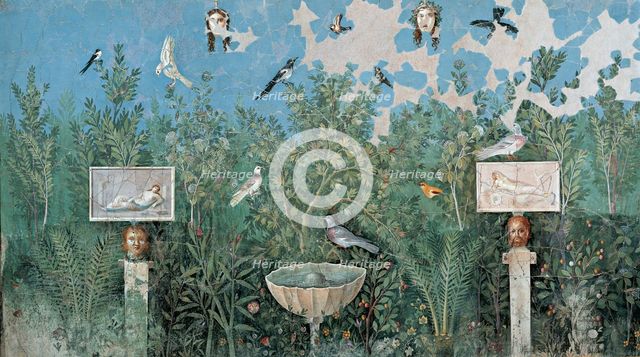 Garden. Fresco from The House of the Golden Bracelet (Casa del Bracciale d'Oro), 1st H. 1st cen. AD. Creator: Roman-Pompeian wall painting.