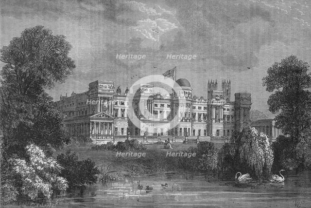 Garden front of Buckingham Palace, Westminster, London, c1875 (1878). Artist: Unknown.