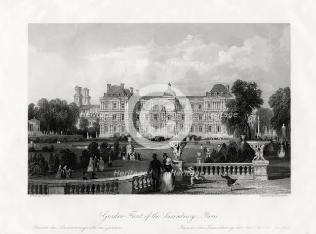 'Garden-Front of the Luxembourg, Paris', France, 1875. Artist: E Radclyffe