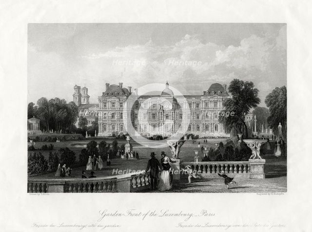 'Garden-Front of the Luxembourg, Paris', France, 1875. Artist: E Radclyffe