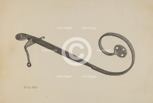 Garden Gate Latch, c. 1940. Creator: Maurice Van Felix.