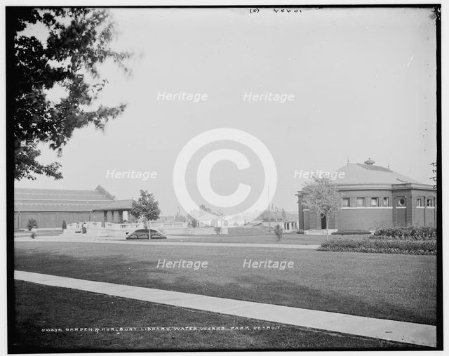 Garden & Hurlburt i.e. Hurlbut Library, Water Works Park, Detroit, between 1890 and 1901. Creator: Unknown.