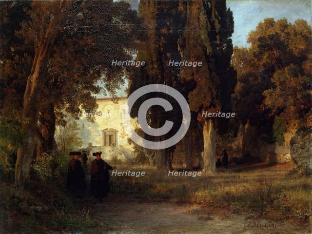 Garden in a Monastery, 1857. Creator: Oswald Aschenbach.